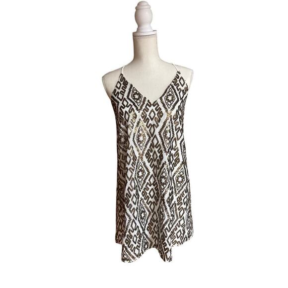 Krisa  Revolve Racer Back Holiday New Year’s Eve Gold Sequin Mini Dress XS - Picture 1 of 7